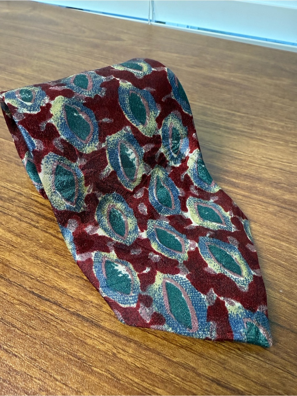 Vintage Christian Dior Tie Mens Necktie Polyester Heritage Designer Blue Maroon